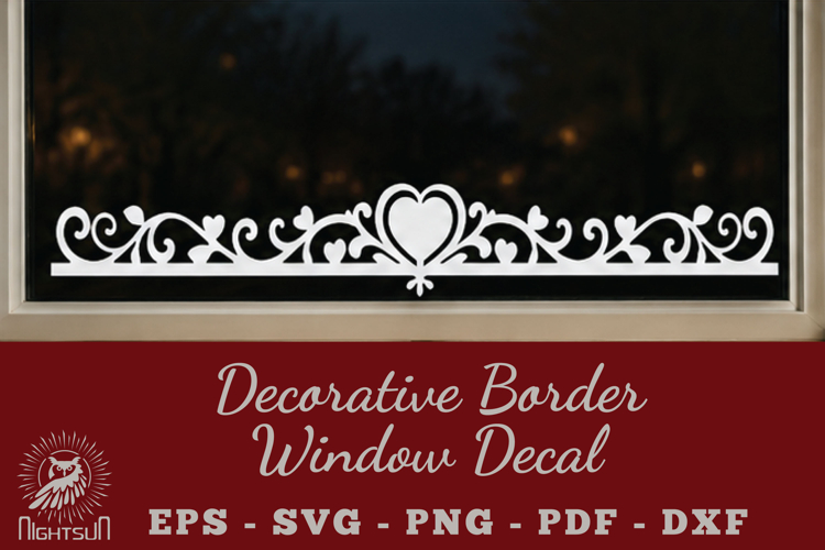Decorative Heart Border Window Decal SVG