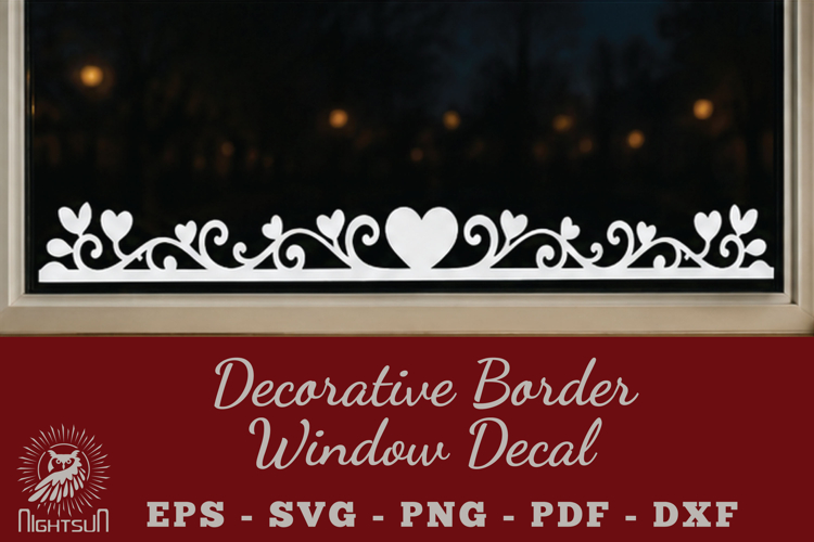 Decorative Heart Border Window Decal SVG