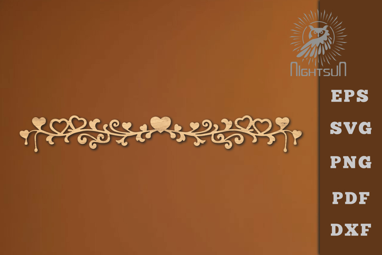 Decorative Heart Lasercut Border SVG