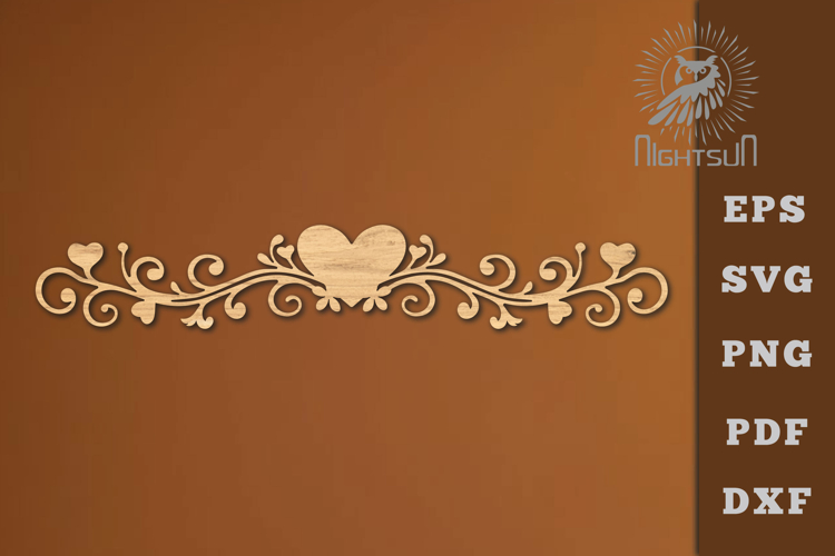 Decorative Heart Lasercut Border SVG
