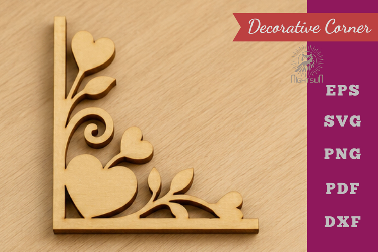 Decorative Heart Lasercut Corner SVG