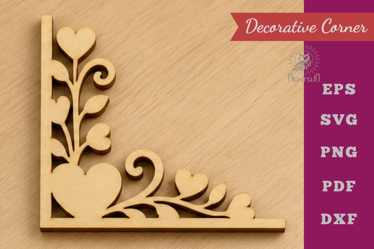 Decorative Heart Lasercut Corner SVG
