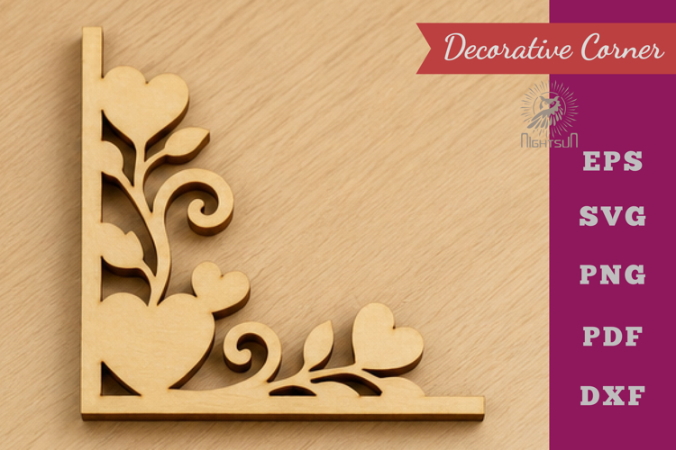 Decorative Heart Lasercut Corner SVG
