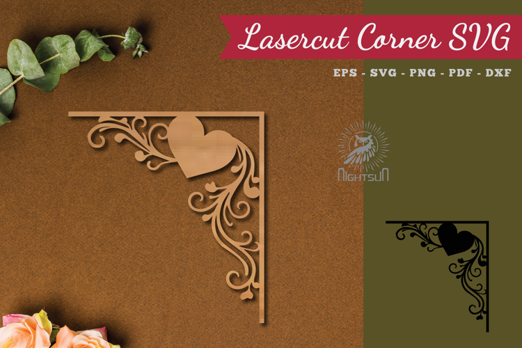 Decorative Heart Lasercut Corner SVG
