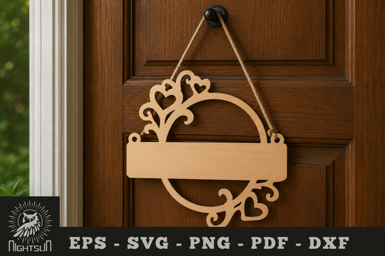 Decorative Heart Lasercut Door Sign SVG