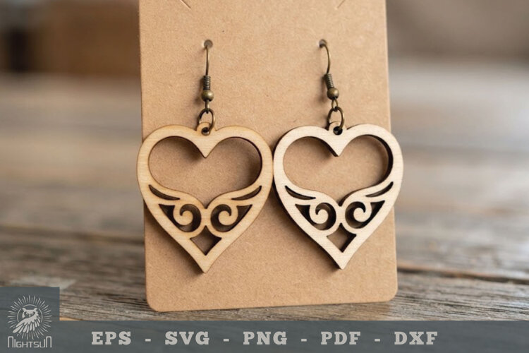 Decorative Heart Lasercut Earring 1 example image 1