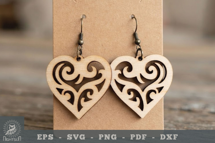Decorative Heart Lasercut Earring 2