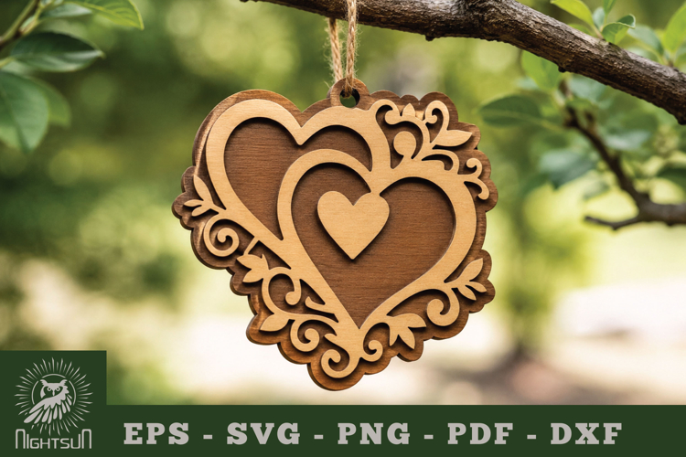 Decorative Heart Lasercut Ornament example image 1