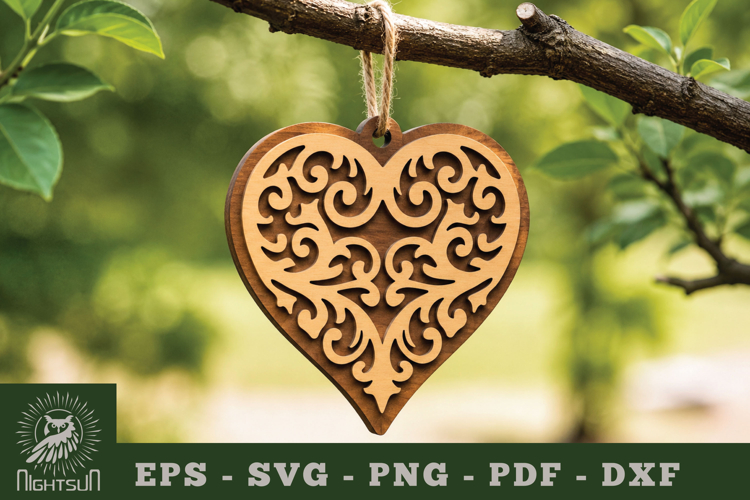 Decorative Heart Lasercut Ornament example image 1