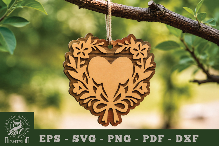 Decorative Heart Lasercut Ornament example image 1