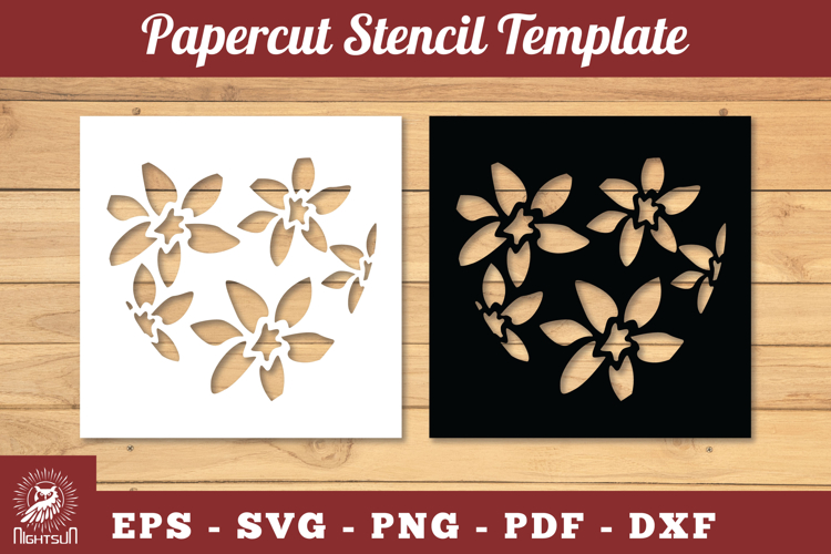 Decorative Heart Papercut Stencil SVG