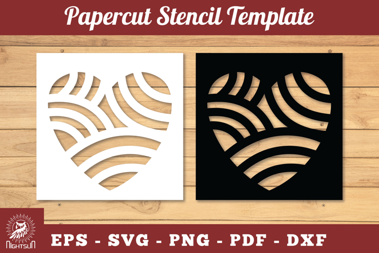 Decorative Heart Papercut Stencil SVG