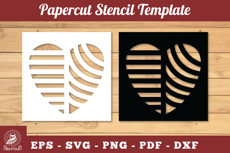 Decorative Heart Papercut Stencil SVG