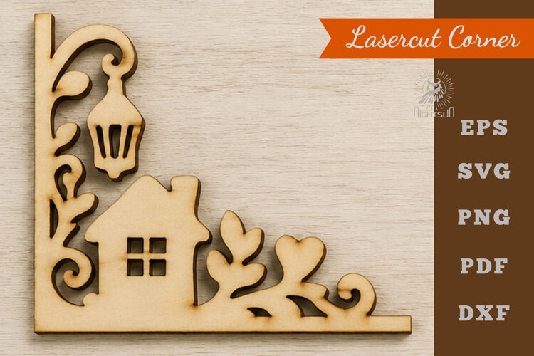 Decorative House Lasercut Corner SVG example image 1