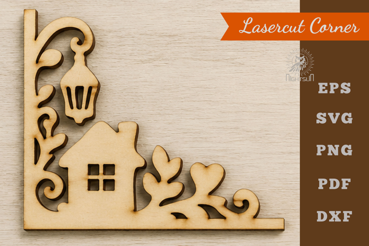 Decorative House Lasercut Corner SVG