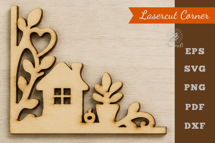 Decorative House Lasercut Corner SVG