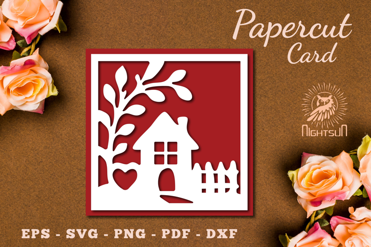 Decorative House Papercut Card SVG
