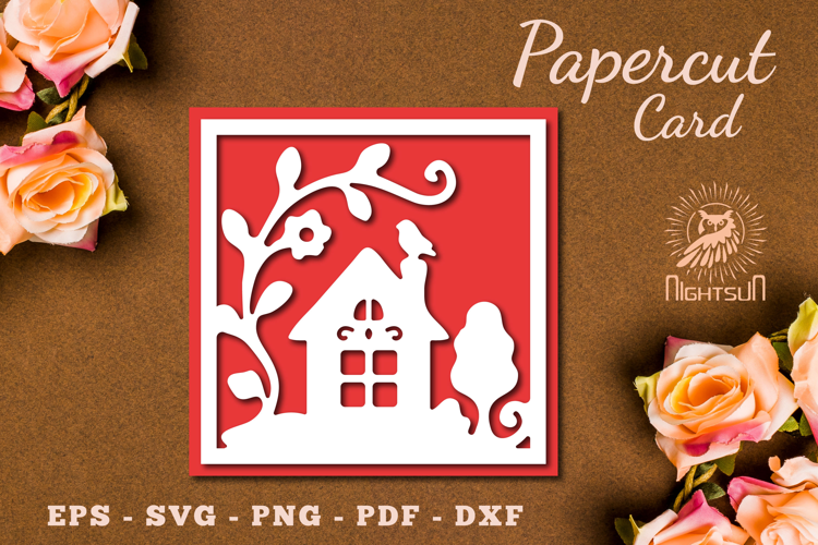 Decorative House Papercut Card SVG
