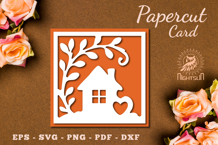 Decorative House Papercut Card SVG