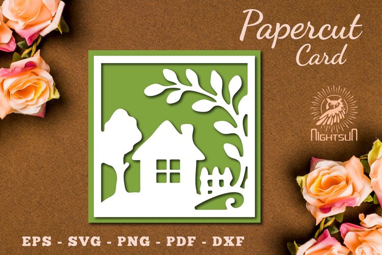 Decorative House Papercut Card SVG