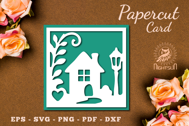 Decorative House Papercut Card SVG