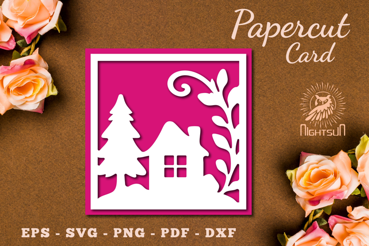Decorative House Papercut Card SVG