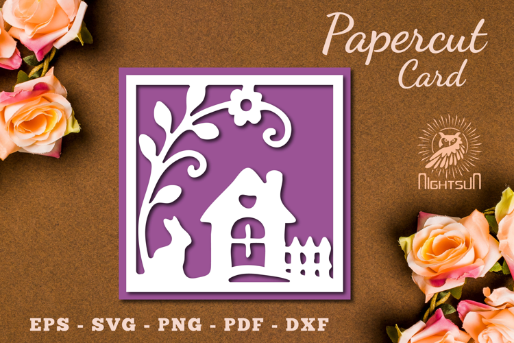 Decorative House Papercut Card SVG