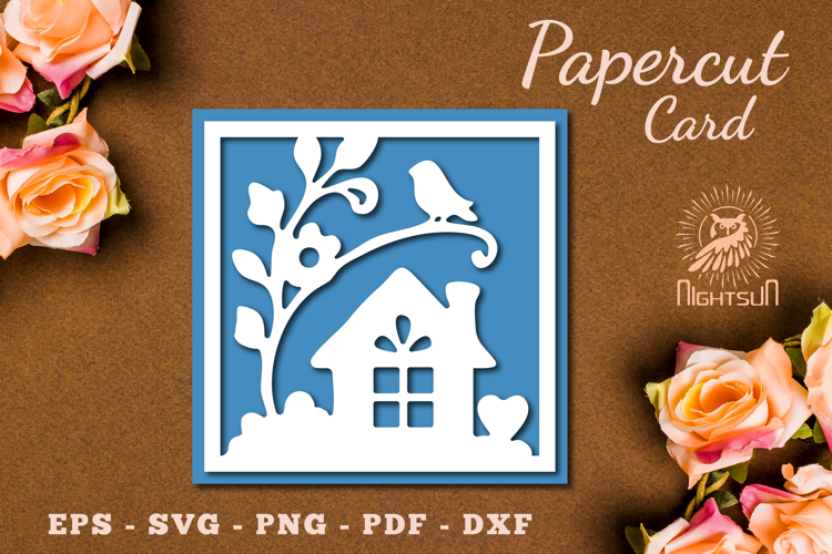 Decorative House Papercut Card SVG