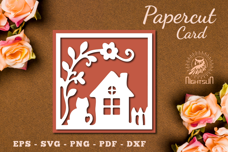 Decorative House Papercut Card SVG