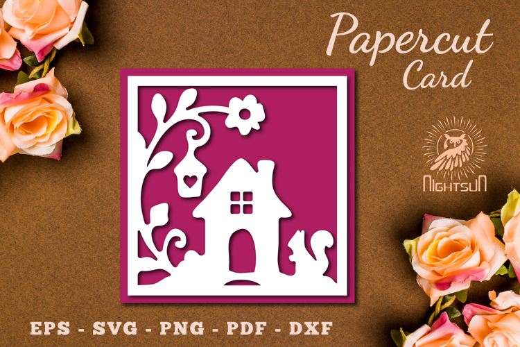 Decorative House Papercut Card SVG