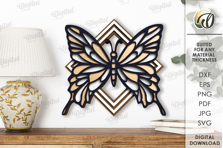 Decorative Layered Wall Art Laser Cut. Wall decor SVG example image 1