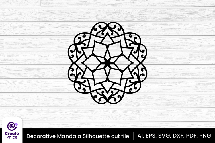 Decorative mandala SVG silhouette | floral laser cut file