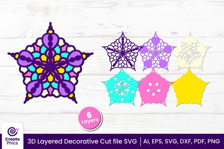 decorative-mandpapercut file-laser cutting-paper cutting-floral svg-3d svg-decorative layered-cricut SVG-3d-layered-