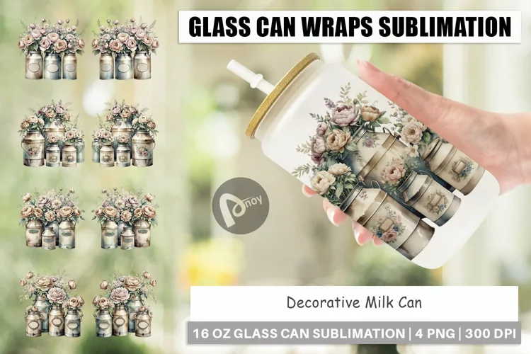 Glass Can Decorative Milk Can