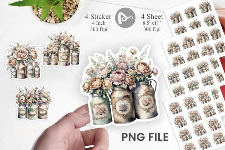 Decorative Milk Can Sticker
