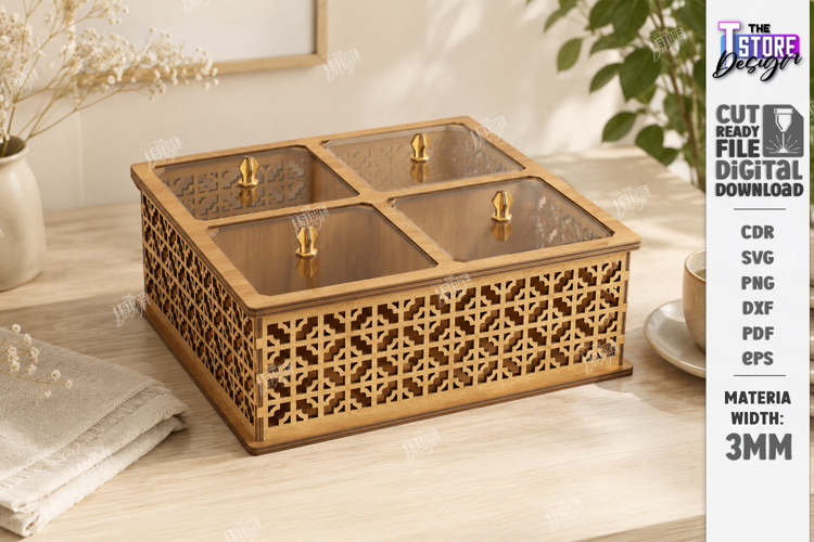 Decorative Modular Wooden Storage Box Laser Cut | Patterns