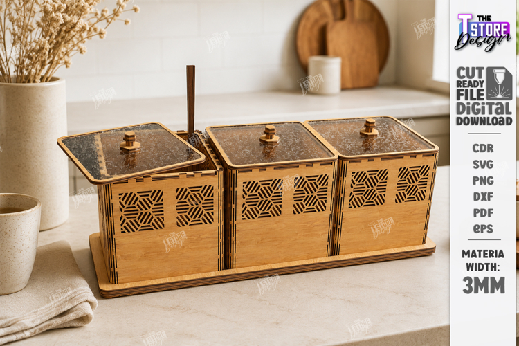 Decorative Modular Wooden Storage Box Laser Cut | Patterns