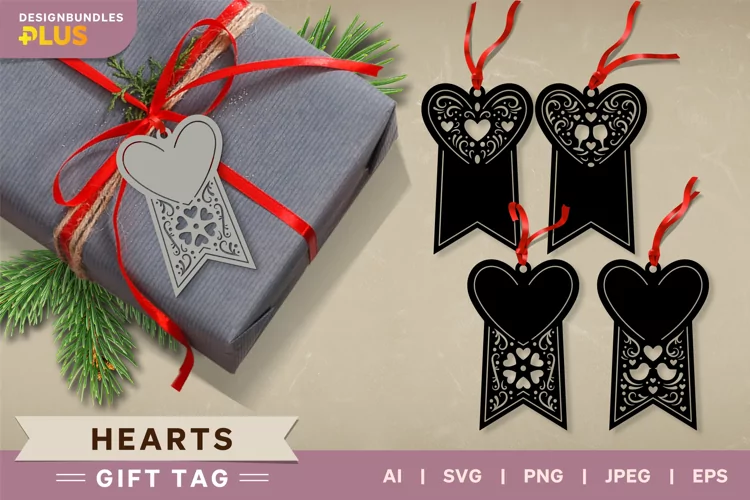 Elegant Hearts Gift Tag Monogram Set