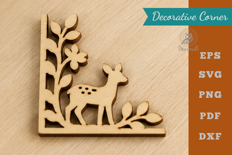 Decorative Mouse Deer Lasercut Corner SVG