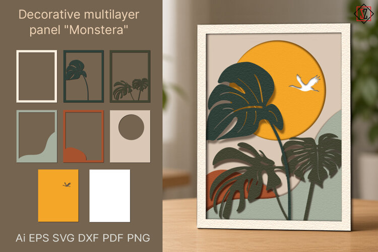 Multilayered Wall Art "Monstera" example image 1
