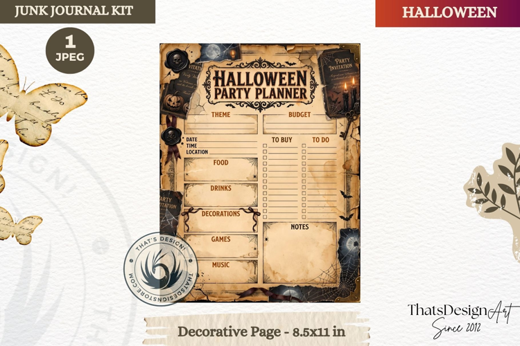 Horror Halloween Junk Journal Gothic cover funcional page
