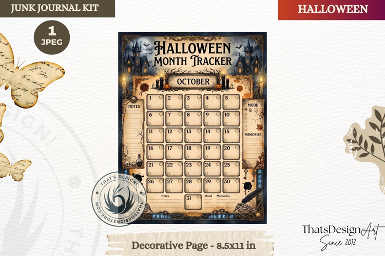 Horror Halloween Junk Journal Gothic cover funcional page