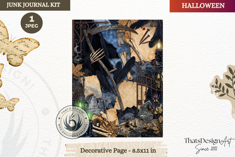 Horror Halloween Junk Journal Gothic cover decorative page
