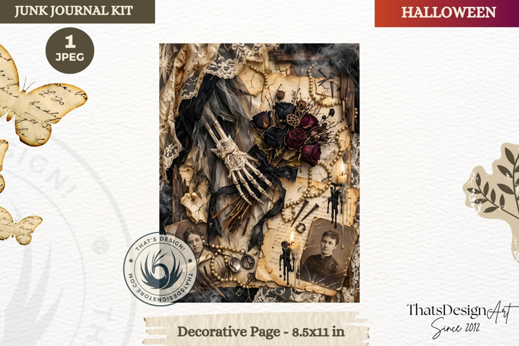 Horror Halloween Junk Journal Gothic cover decorative page