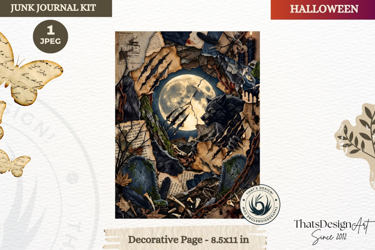 Horror Halloween Junk Journal Gothic cover decorative page