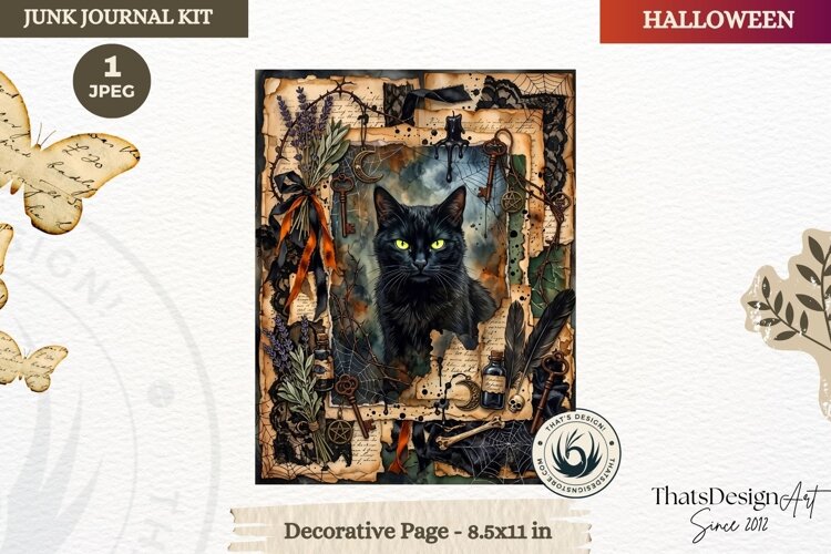 Horror Halloween Junk Journal Gothic cover decorative page example image 1
