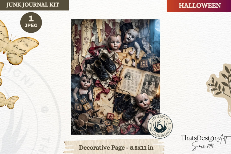 Horror Halloween Junk Journal Gothic cover decorative page