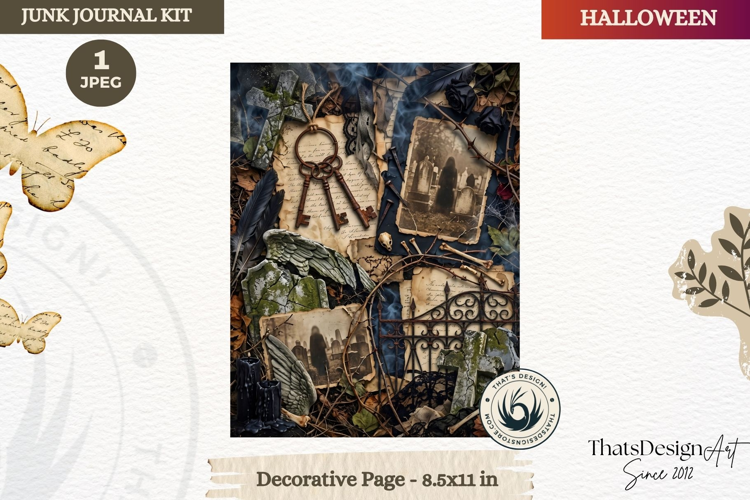 Horror Halloween Junk Journal Gothic cover decorative page