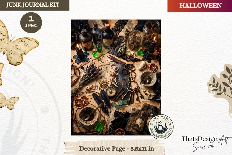Horror Halloween Junk Journal Gothic cover decorative page example image 1