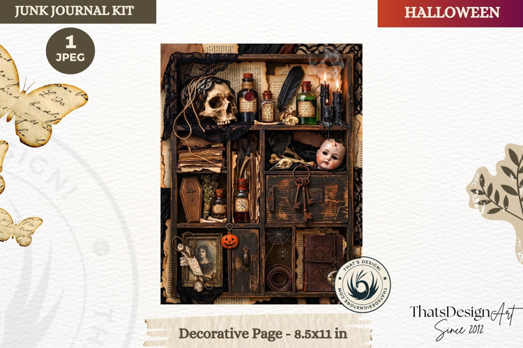Horror Halloween Junk Journal Gothic cover decorative page